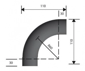 Käyrä 90 ast. R60 40x1,5 mm